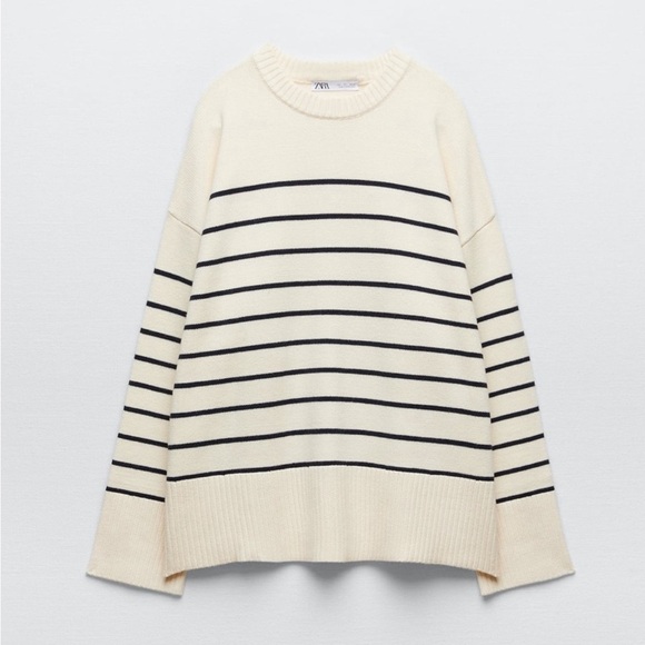 Zara black and cream stripe sweater - Picture 1 of 4